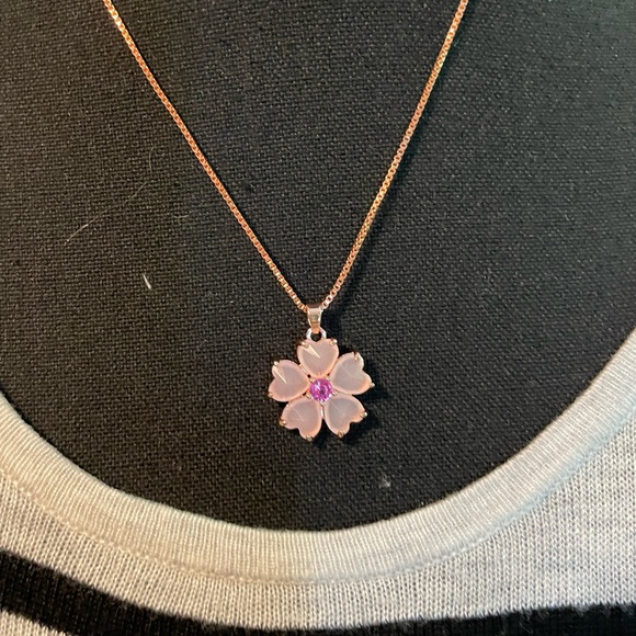 Elegant Blossom Pendant Necklace in Pink - Picture 2 of 8